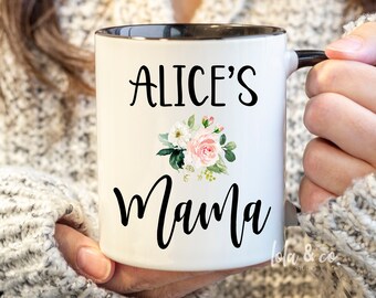 Custom name mug, Mama Mug, baby shower, New Mom Gift, New Mom Mug, Personalized gift, Custom Mug for Parent or Grandparent, kids name mug