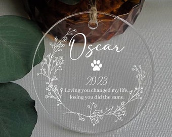 Personalized Pet Memorial Ornament: Acrylic Keepsake, Dog or Cat Loss