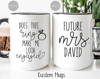 Taza para futura señora, regalo de compromiso, taza nupcial personalizada