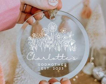 Personalized Glass Godmother Ornament, Godmother Proposal, Godmother gift, Godmother gift, Personalized Christmas ornament, Custom Keepsake