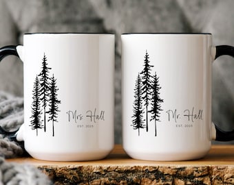 Mr Mrs Mugs, Custom Couple Coffee Mug Set, Mr Mrs mug set gift, His Hers Gift, Couples gift, Engagement Gift Bride Groom Christmas Gift