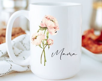 Custom Floral Mug For Mom, Mom Mug, Mother's Day Gift, Gift for Mom, Mama Mug Gift, Floral Name Mug, Mom's Birthday, New Mama, New Mom Gift