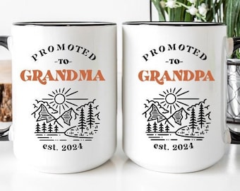 Grandma Grandpa Mugs, New Grandma gift, Pregnancy Announcement mug, Baby Announcement Gift