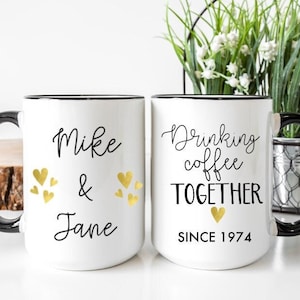 Anniversary gift, 50th Anniversary gift, Gift for Husband and Wife, Hubby Mug, Wedding Mug SET Parent's Anniversary, Golden Anniversary Gift
