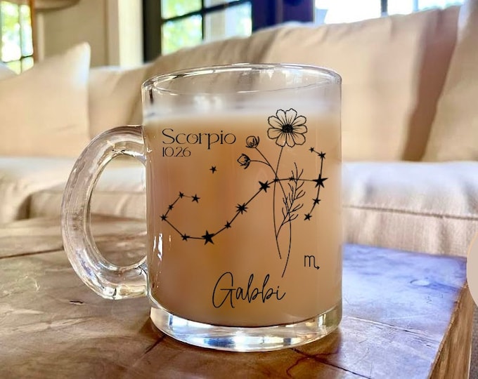 Personalized Scorpio Zodiac Mug: Birth Flower Gift