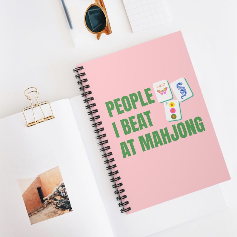 Mahjong Gift - Mahjong Game Notebook - Ruled Line, People I Beat at Mahjong Journal, Spiral Notepad, Mahjong Christmas Gift for Group image 5