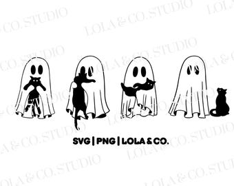 Cute Ghost Cat SVG, Cute Halloween SVG, Black Cat SVG, Spooky Black Cat, Funny Ghost Clipart, Ghost Files for Cricut, Silhouette File