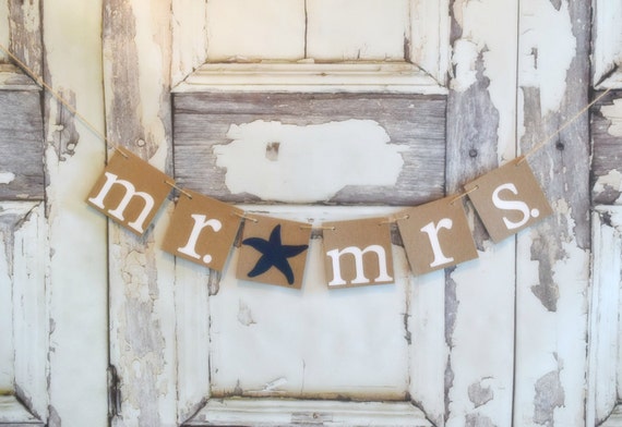 Mr And Mrs Rustic Banner Wedding Banner Custom Colors Etsy