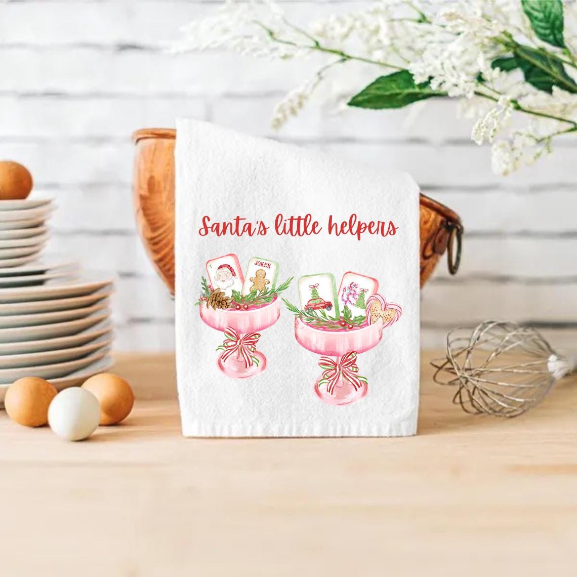 Mahjong Gift, Christmas Gift, Merry Mahjong Chinoiserie Christmas Tree Hand Towel, Mahjong Tea Towel, Holiday Kitchen Decor, Mahjong Group