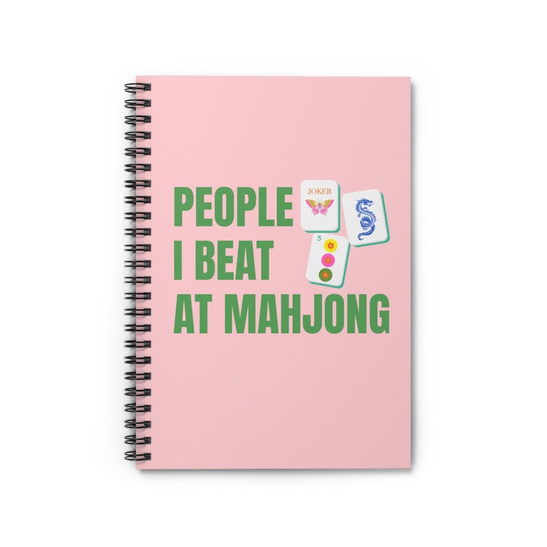 Mahjong Gift - Mahjong Game Notebook - Ruled Line, People I Beat at Mahjong Journal, Spiral Notepad, Mahjong Christmas Gift for Group image 1