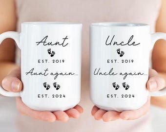 Aunt & Uncle Again Mug: Second Baby Announcement Gift