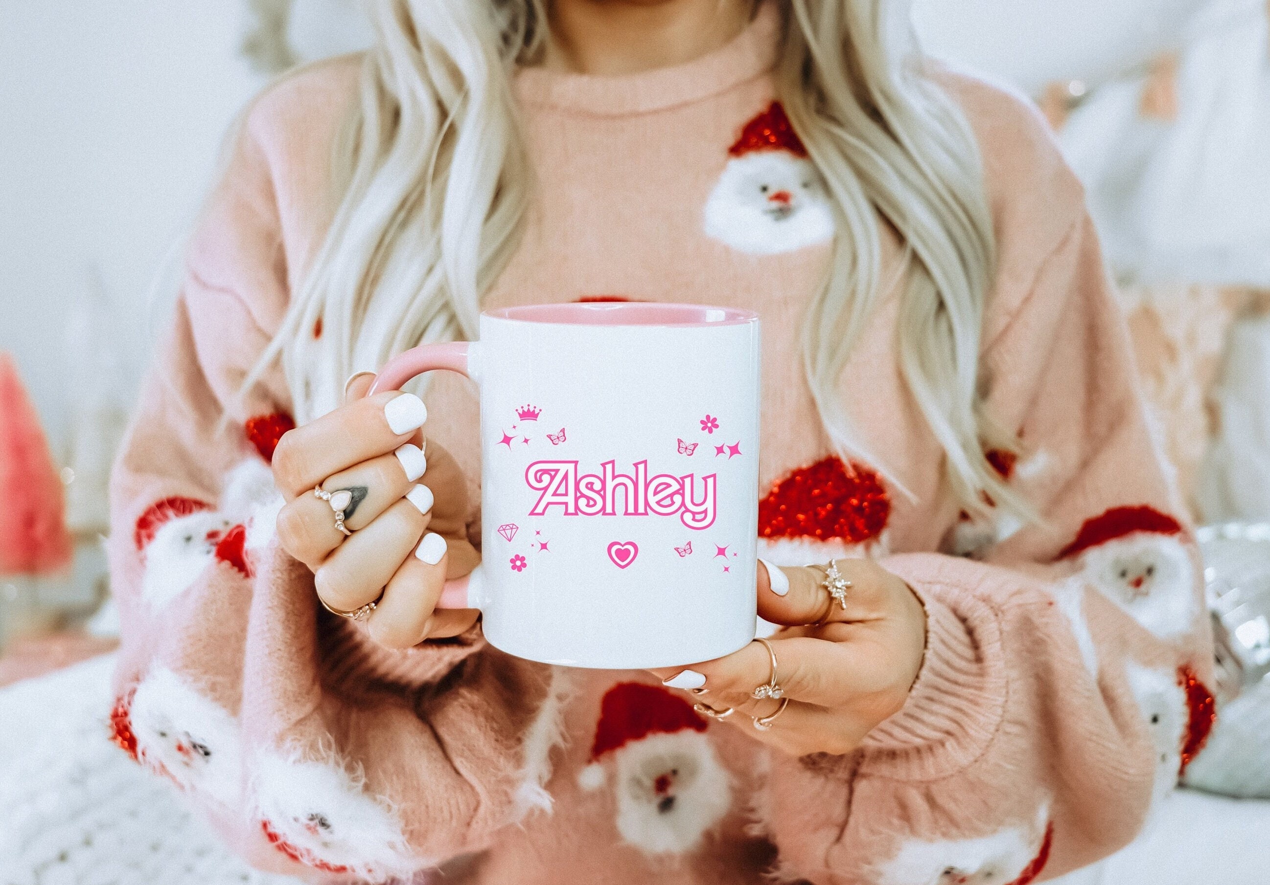 Custom Coffee Mug, Personalized Mug, Name Mug, Personalized Gift for Women, Name Coffee Cup, Best Friend Gift Mug, Christmas Gift, Pink Mug