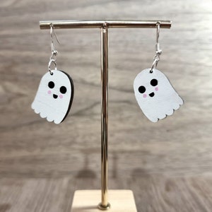 Happy White Ghost Earrings - Halloween Jewellery