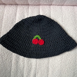 Crochet Cherry Bucket Hat