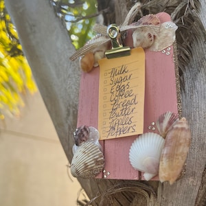 Seashell Boho Coastal Poloroid Picture Frame, Shopping List Holder