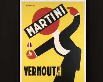 Vintage Martini Vermouth Advertisement Print – Retro Art Deco Poster