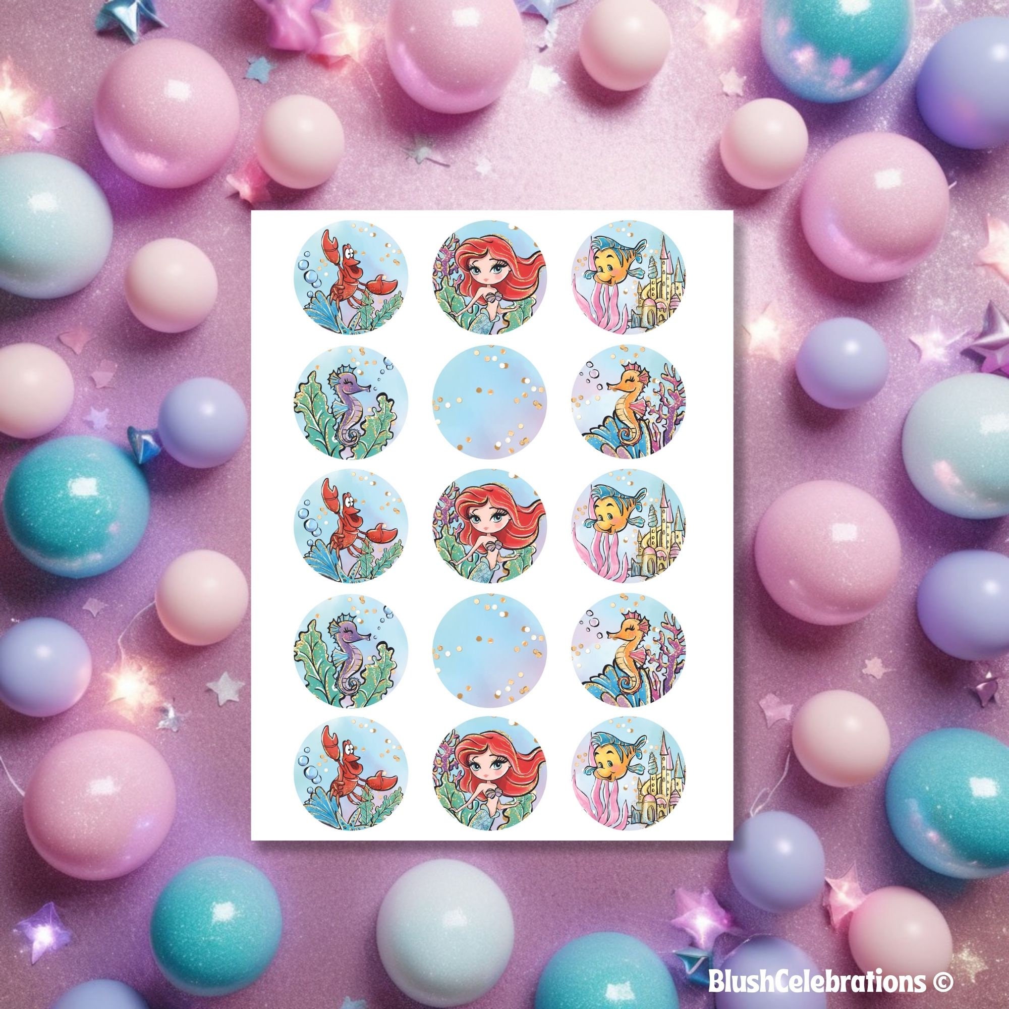 Editable Little Mermaid Cupcake Toppers Under the Sea Cupcake Toppers ...