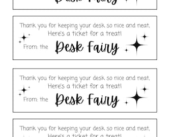 Desk Fairy Tickets | Printable Desk Fairy Notes | Clean Desk Incentive | Positive Reinforcement Strategy