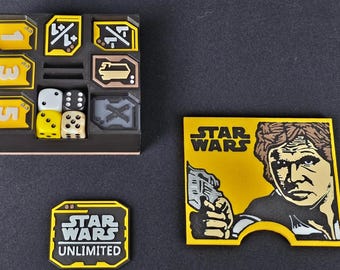 Ensemble de jetons Star Wars Unlimited et boîte à jetons : Han Solo