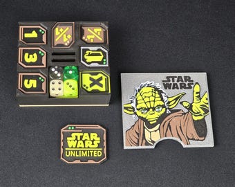Ensemble de jetons Star Wars Unlimited et boîte à jetons : Yoda