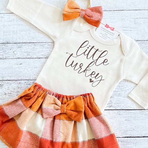 Baby Girl Thanksgiving Outfit Little Turkey Thanksgiving Etsy