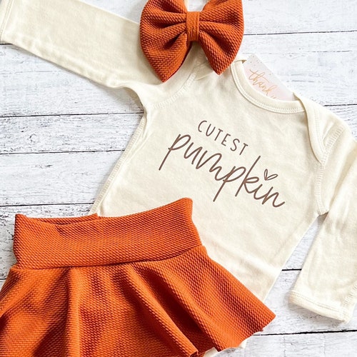 Cutest Pumpkin Fall Outfit Baby Girl Thanksgiving Skirted Etsy