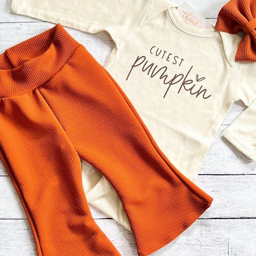 Cutest Pumpkin Baby Girl Bell Bottom Outfit Pumpkin Patch Etsy