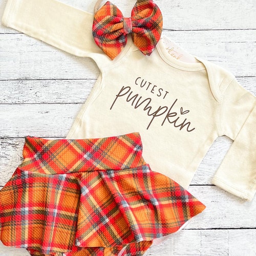 Cutest Pumpkin Fall Outfit Baby Girl Thanksgiving Skirted Etsy