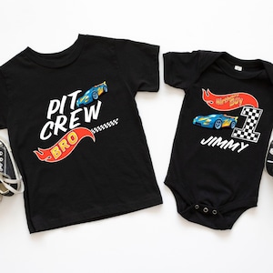 Camiseta de cumpleaños de coche de carreras: conjuntos familiares personalizados