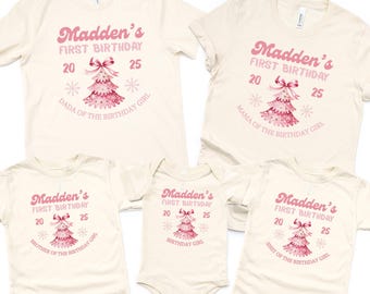 Baby Girl First Birthday Shirt with Matching Family Shirts | Personalized 1st Birthday Outfit | Mama Dada Sis Brother Matching Birthday Tees