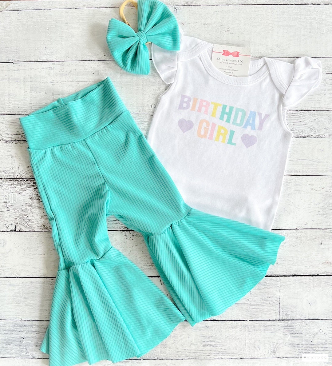 Rainbow First Birthday Outfit Girl, Birthday Flare Pant Outfit, Cake Smash Photo Outfit , Niece