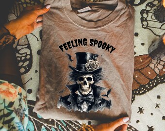 Vintage Skeleton Halloween Shirt, Retro Skeleton Graphic Tee, Spooky Season Top, Comfort Colors® Halloween Shirt, Fall Aesthetic Graphic Tee