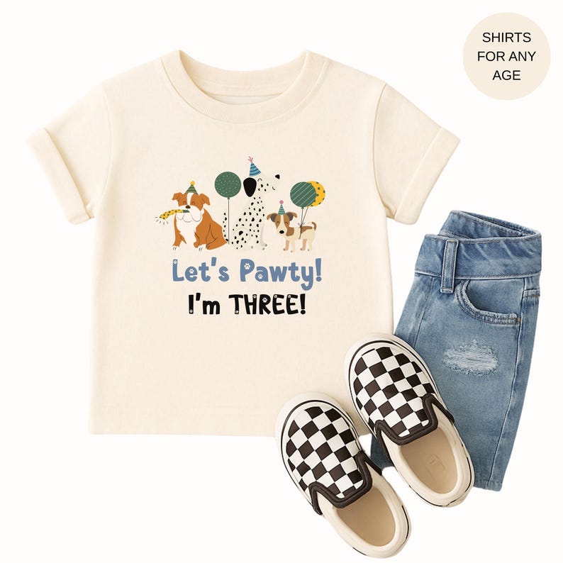 Let's Pawty Puppy Birthday Shirt: Matching Family Dog Party Outfit, Any Age Toddler Birthday Shirt image 3