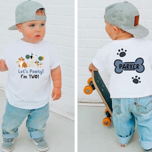 Let's Pawty Puppy Birthday Shirt: Matching Family Dog Party Outfit, Any Age Toddler Birthday Shirt image 2