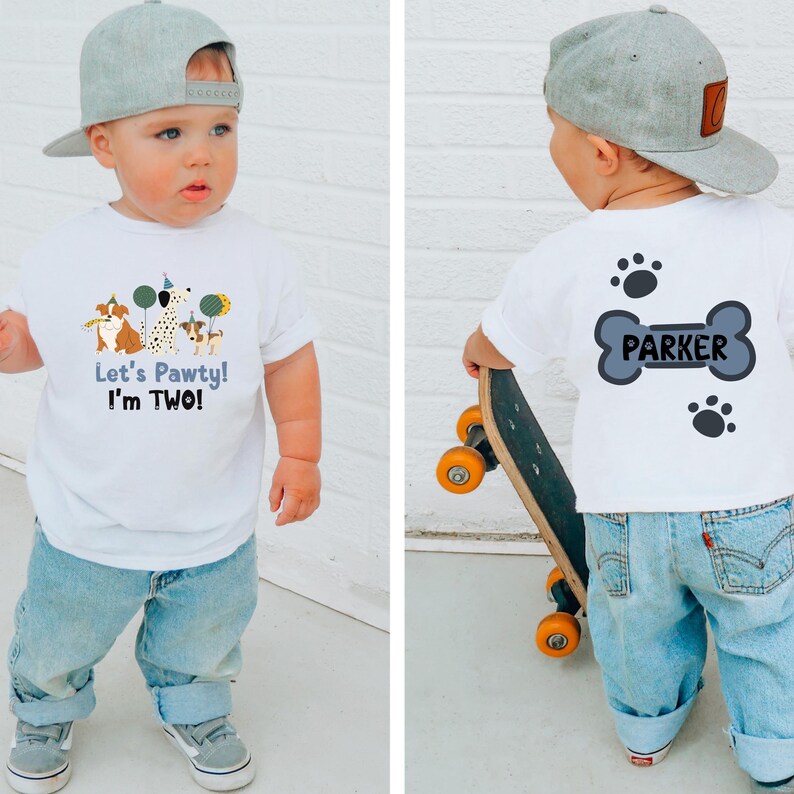 Let's Pawty Puppy Birthday Shirt: Matching Family Dog Party Outfit, Any Age Toddler Birthday Shirt image 2
