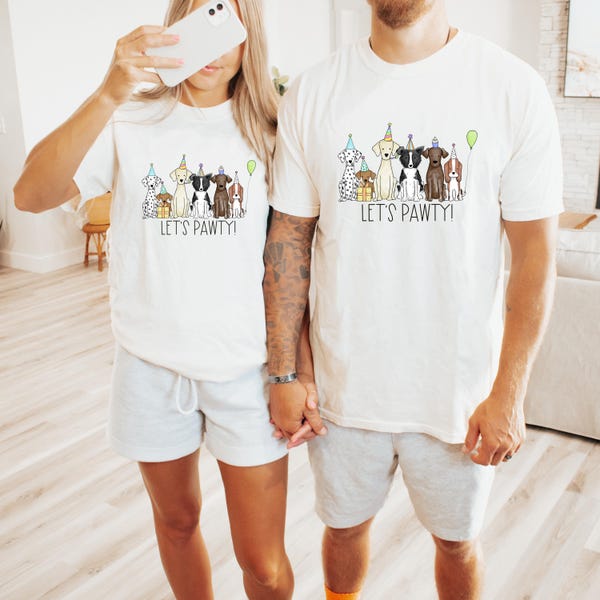 Let's Pawty Puppy birthday shirt, Puppy birthday party, boy birthday shirt, dog party shirt, toddler birthday, Matching Family Shirts