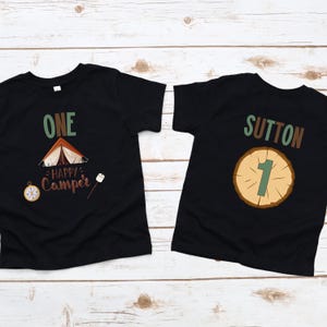 One Happy Camper 1st Birthday Shirt, Camping Matching Family Tshirts image 4