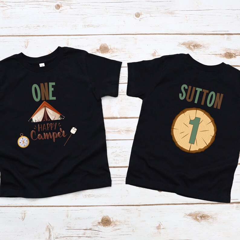 One Happy Camper 1st Birthday Shirt, Camping Matching Family Tshirts image 4