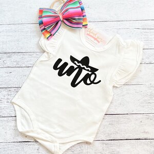 Baby Girl Uno First Birthday Outfit, Serape High Waisted Bloomer Outfit, Mexican Birthday Bummies, Baby Girl Gift image 2