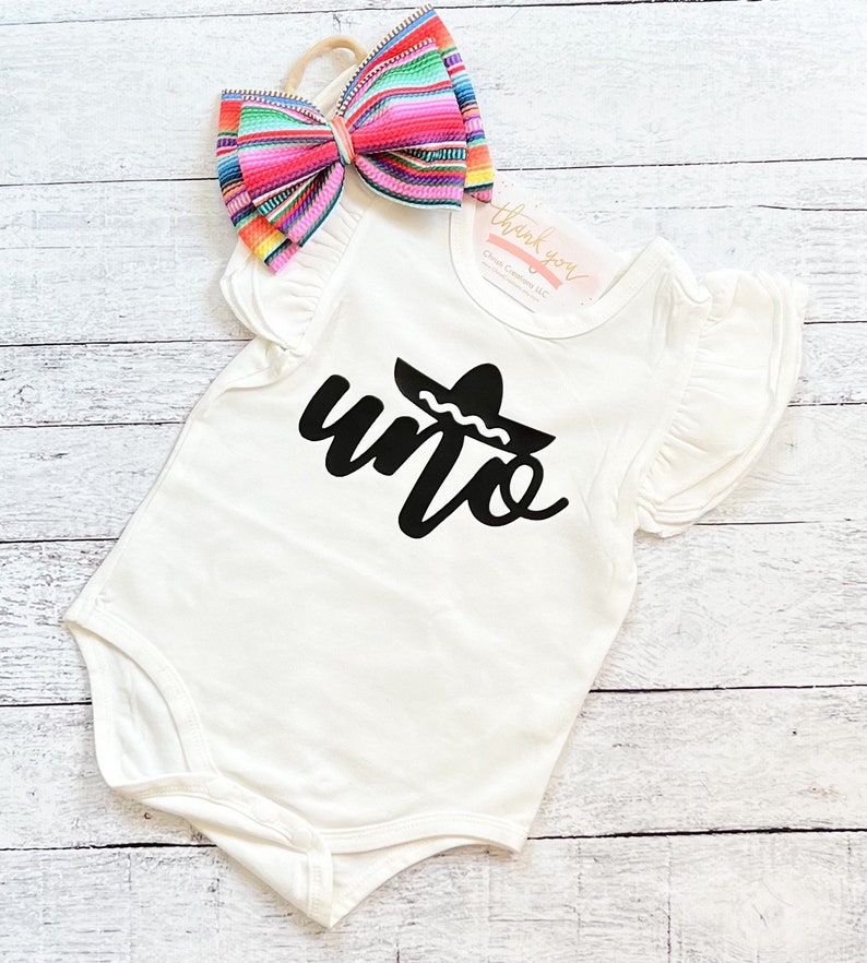 Baby Girl Uno First Birthday Outfit, Serape High Waisted Bloomer Outfit, Mexican Birthday Bummies, Baby Girl Gift image 2