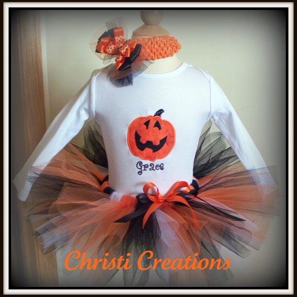 Lil Pumpkin Halloween Fall Custom Boutique Tutu and Pumpkin Shirt Set Costume Custom created for You