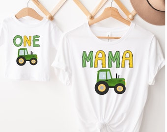 Tractor Birthday Shirt, Baby Boy Birthday Outfit, Farm Birthday Party, Matching Family, Mommy and Me Shirts