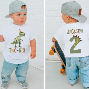Two Rex Birthday Shirt: Personalized Dinosaur 2nd Birthday Tee