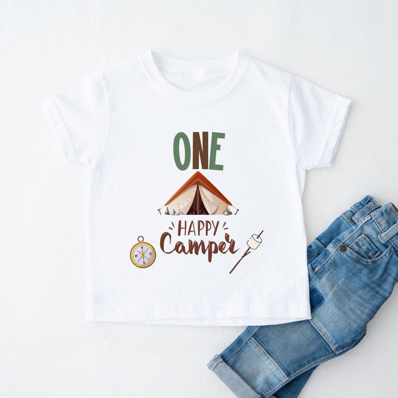 One Happy Camper 1st Birthday Shirt, Camping Matching Family Tshirts image 5