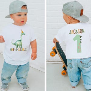 Dinosaur First Birthday Shirt: Personalized Name & Age