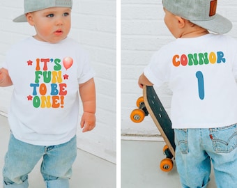 Fun To Be One Birthday Shirt • Toddler 1st Birthday Tee • Front & Back Design • Personalized Name or Age • Cute First Birthday Outfit