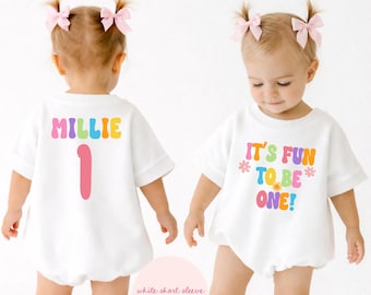 It's Fun to Be One Birthday Girl Romper, Personalized First Birthday Outfit