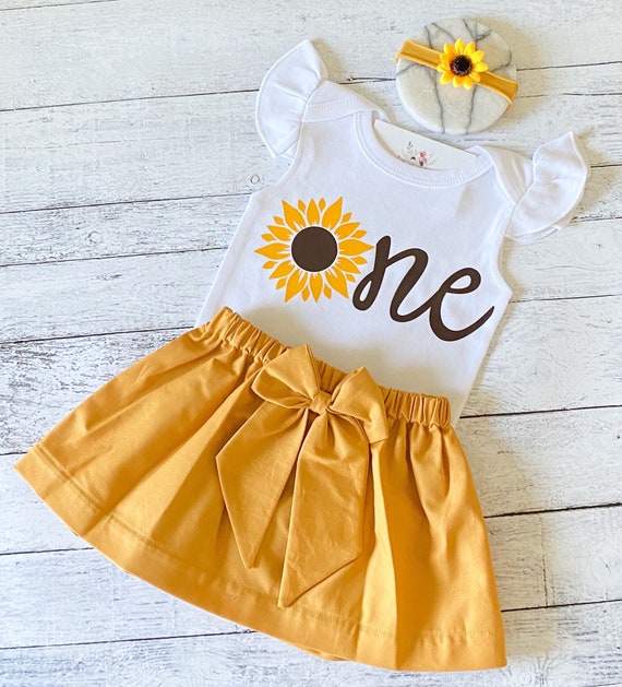 Sunflower first birthday outfit Clearance