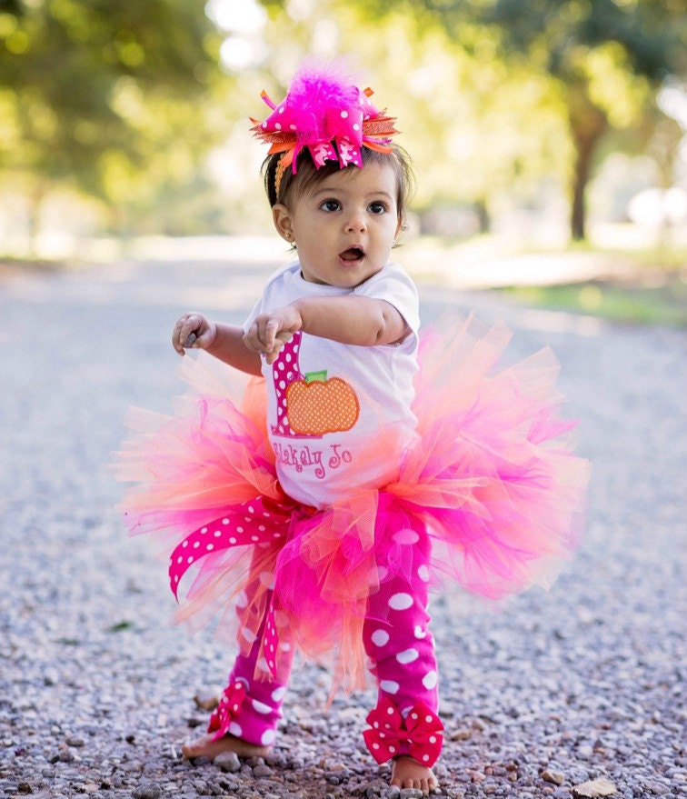 Baby Girl 1st Birthday Outfit Pumpkin 1st Birthday Tutu
