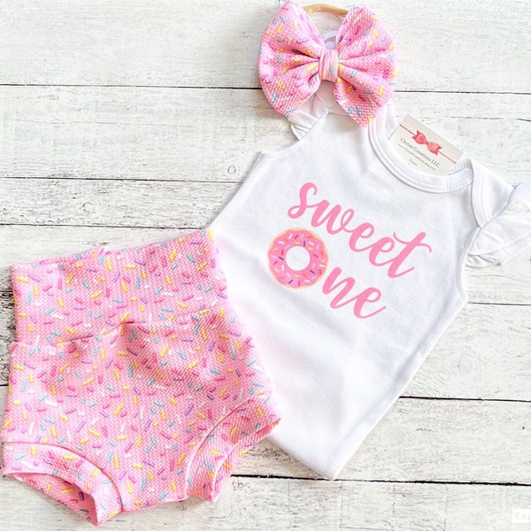 Sweet One Donut First Birthday Girl Outfit, Sprinkles 1st Birthday Bloomers, Smash Cake Outfit Baby Girl, Niece Aunt Gift